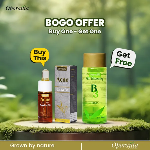 Buy Oporajita Acne Defence Essential Oil 20ml , Get Oporajita All Balancing B3 Toner 100ml (BOGO)